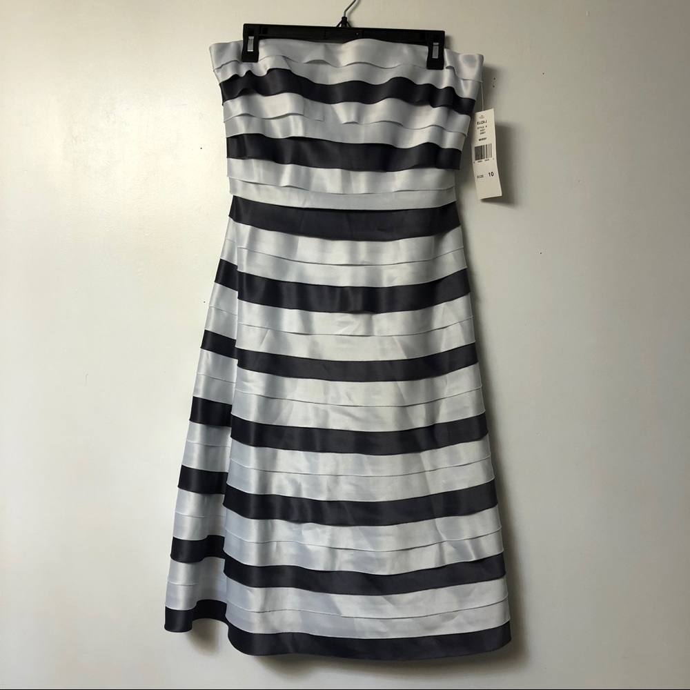 Eliza J Gray Striped Strapless Dress size 10